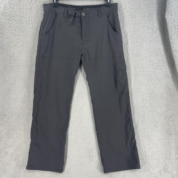 PrAna Pants Mens Convertible 36 x30 Stretch Nylon Hiking Outdoor Cargo Pockets - Picture 1 of 16